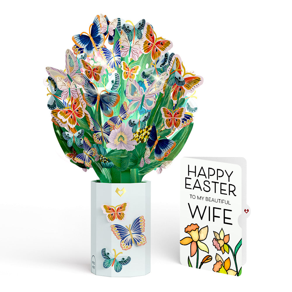 Butterfly Garden Easter Light-Up Bouquet and Sentiment Set for Wife