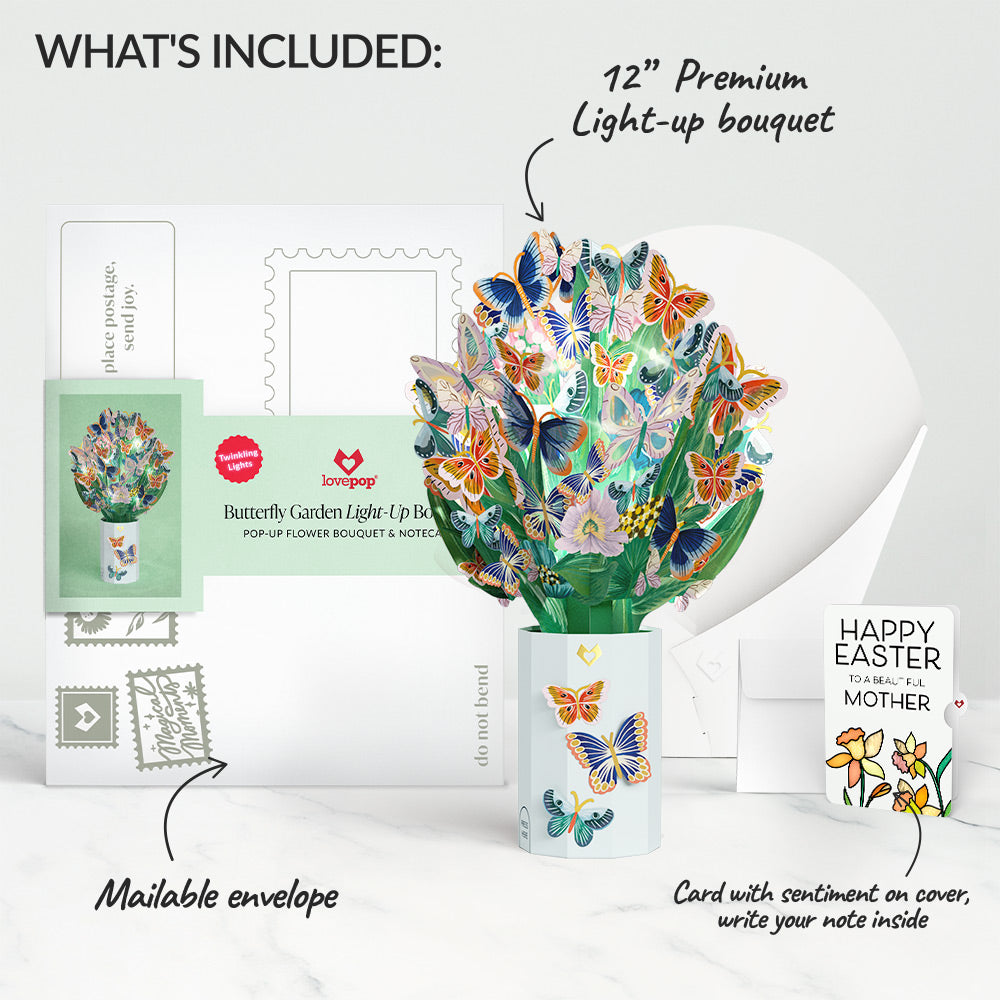 Butterfly Garden Easter Light-Up Bouquet and Sentiment Set for Mom