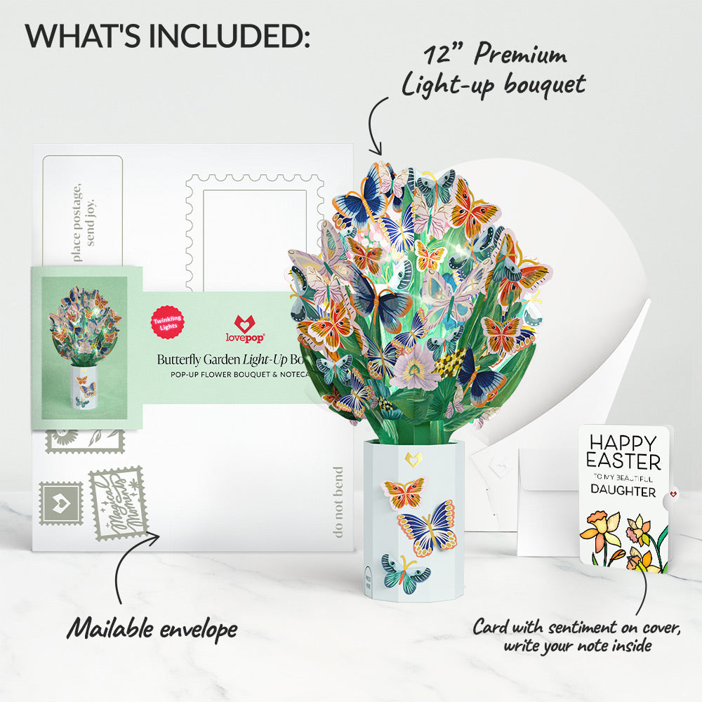 Butterfly Garden Easter Light-Up Bouquet and Sentiment Set for Daughter