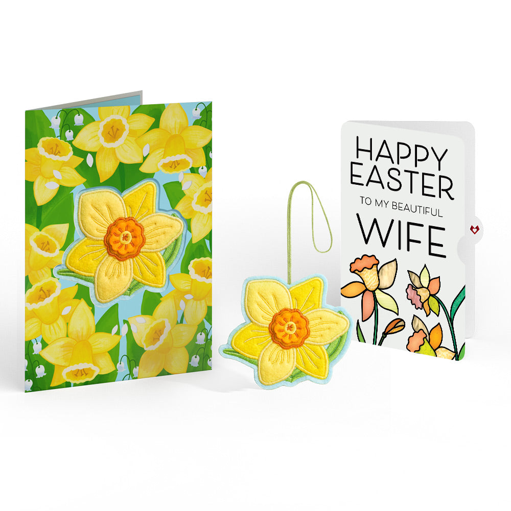 Sunny Daffodil Easter Heartfelt Charm Card™ and Sentiment Set for Wife