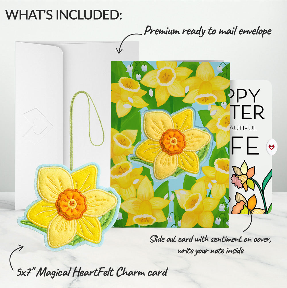 Sunny Daffodil Easter Heartfelt Charm Card™ and Sentiment Set for Wife