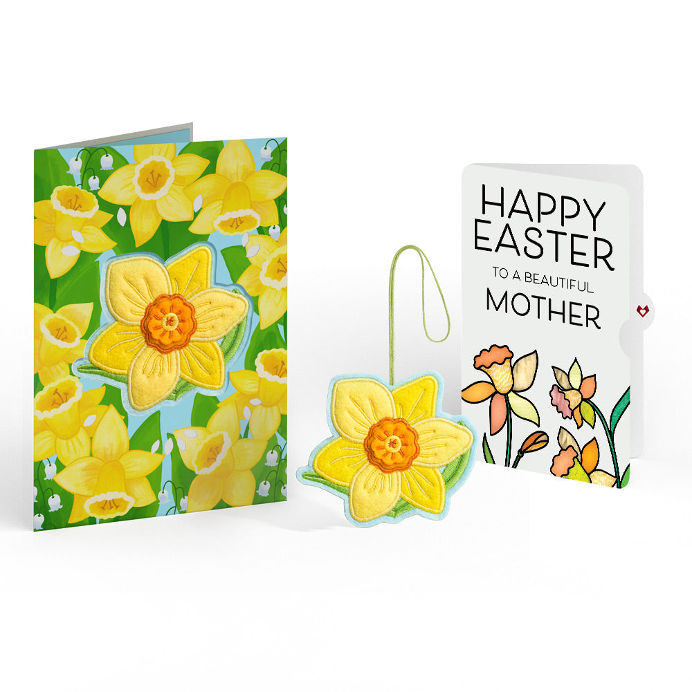 Sunny Daffodil Easter Heartfelt Charm Card™ and Sentiment Set for Mom