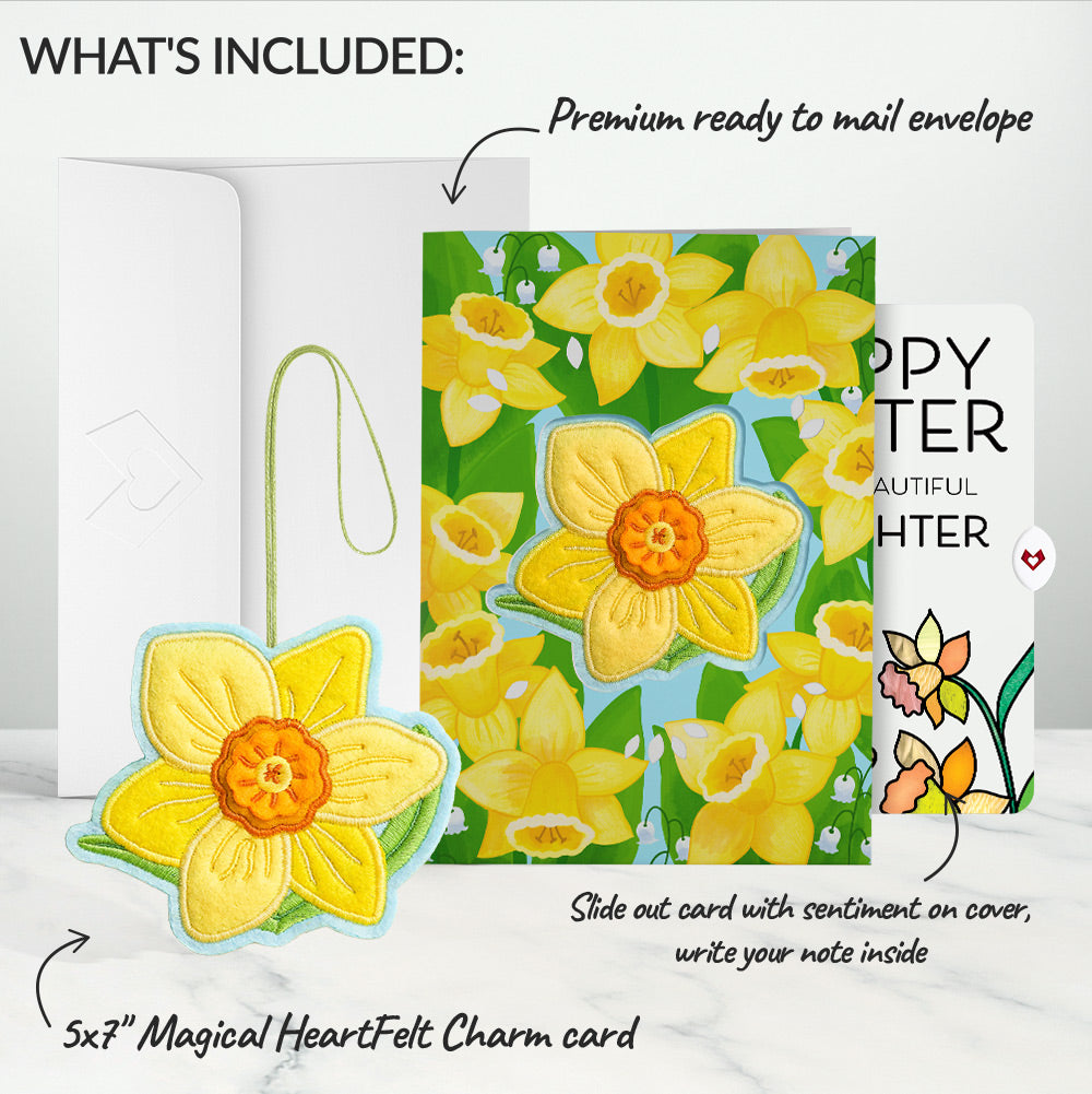 Sunny Daffodil Easter Heartfelt Charm Card™ and Sentiment Set for Daughter