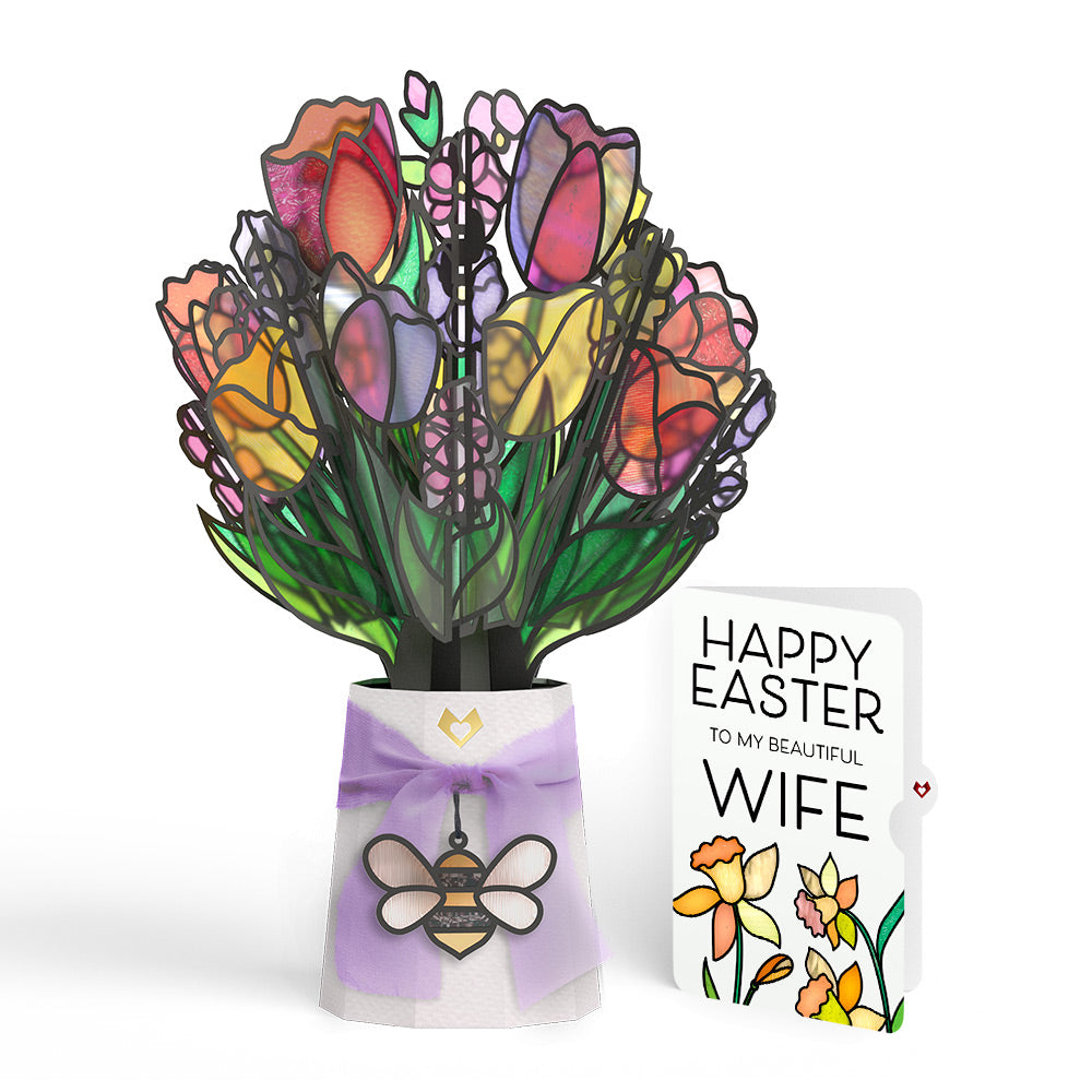 Vibrant Tulip Easter Suncatcher Bouquet and Sentiment Set for Wife