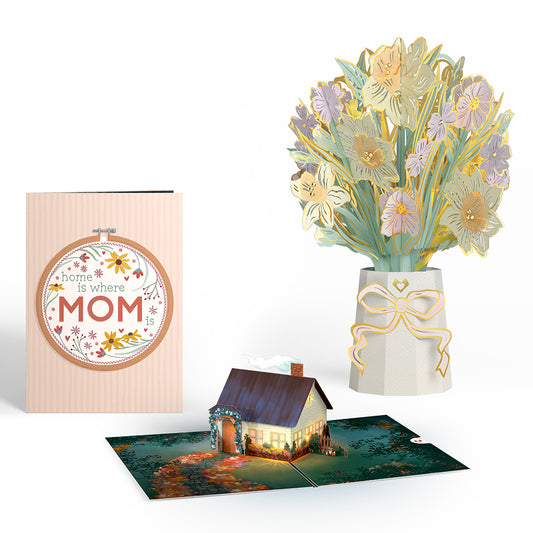 Home Is Where Mom Is Light-Up Pop-Up Card & Luxe Bouquet