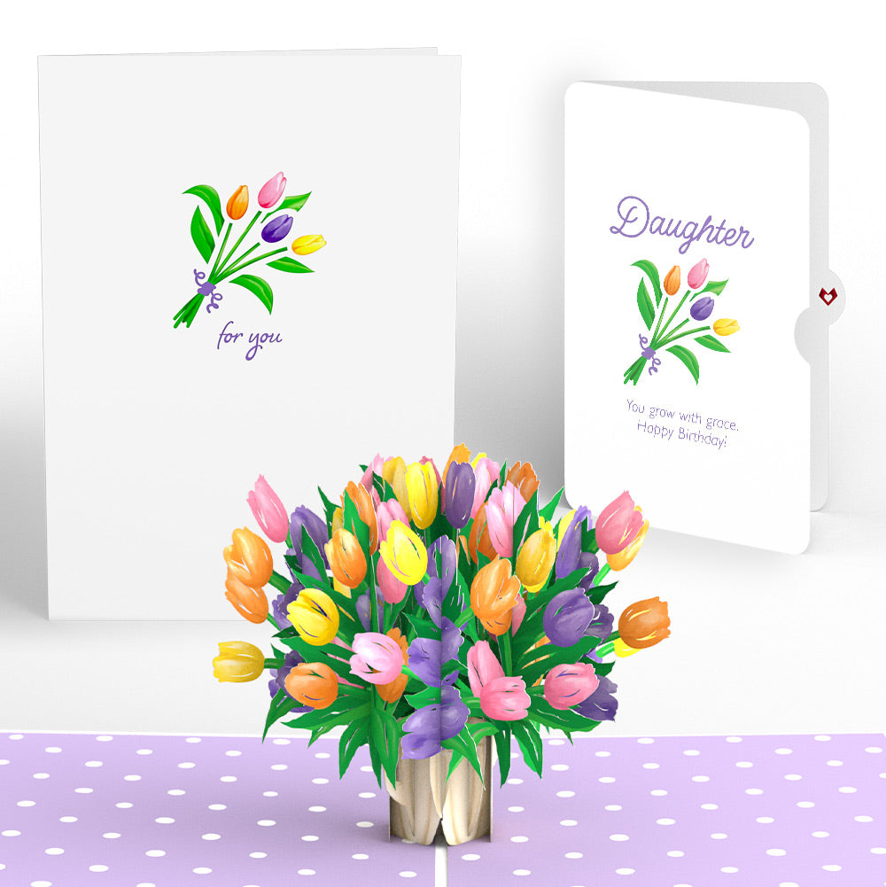 Tulips Birthday Pop-Up Card and Spring Tulips Sentiment Set for Daughter