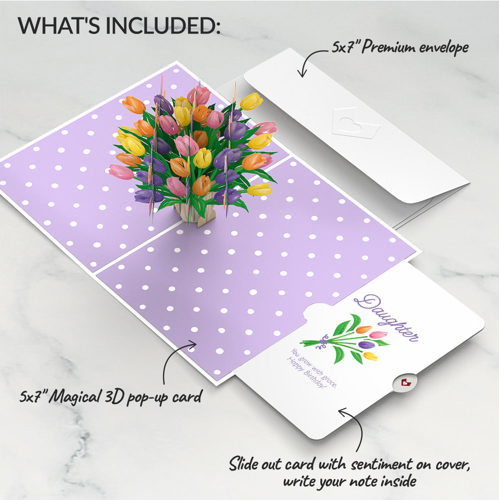Tulips Birthday Pop-Up Card and Spring Tulips Sentiment Set for Daughter