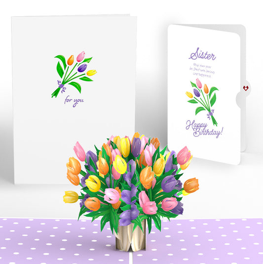 Tulips Birthday Pop-Up Card and Spring Tulips Sentiment Set for Sister
