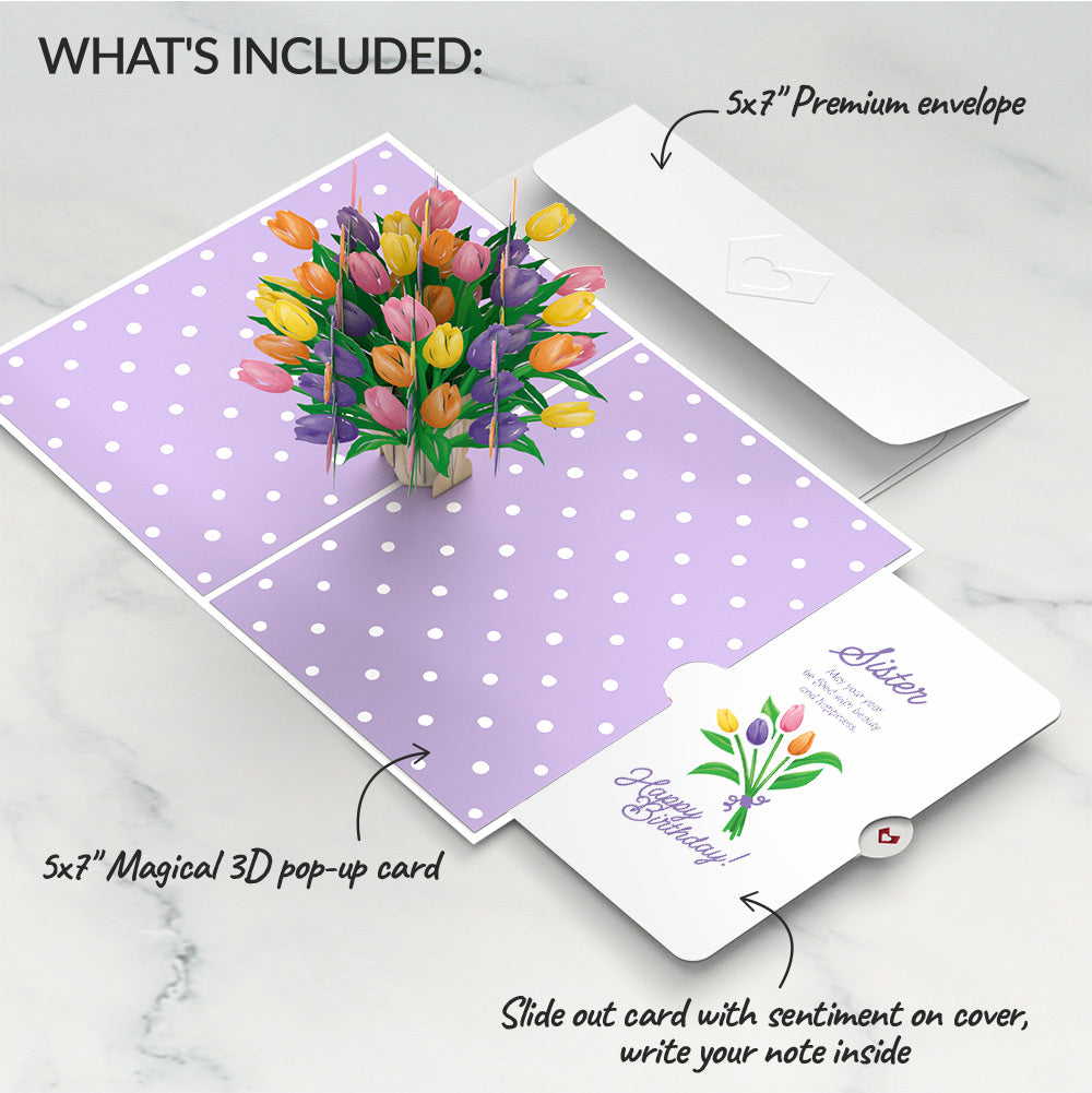 Tulips Birthday Pop-Up Card and Spring Tulips Sentiment Set for Sister