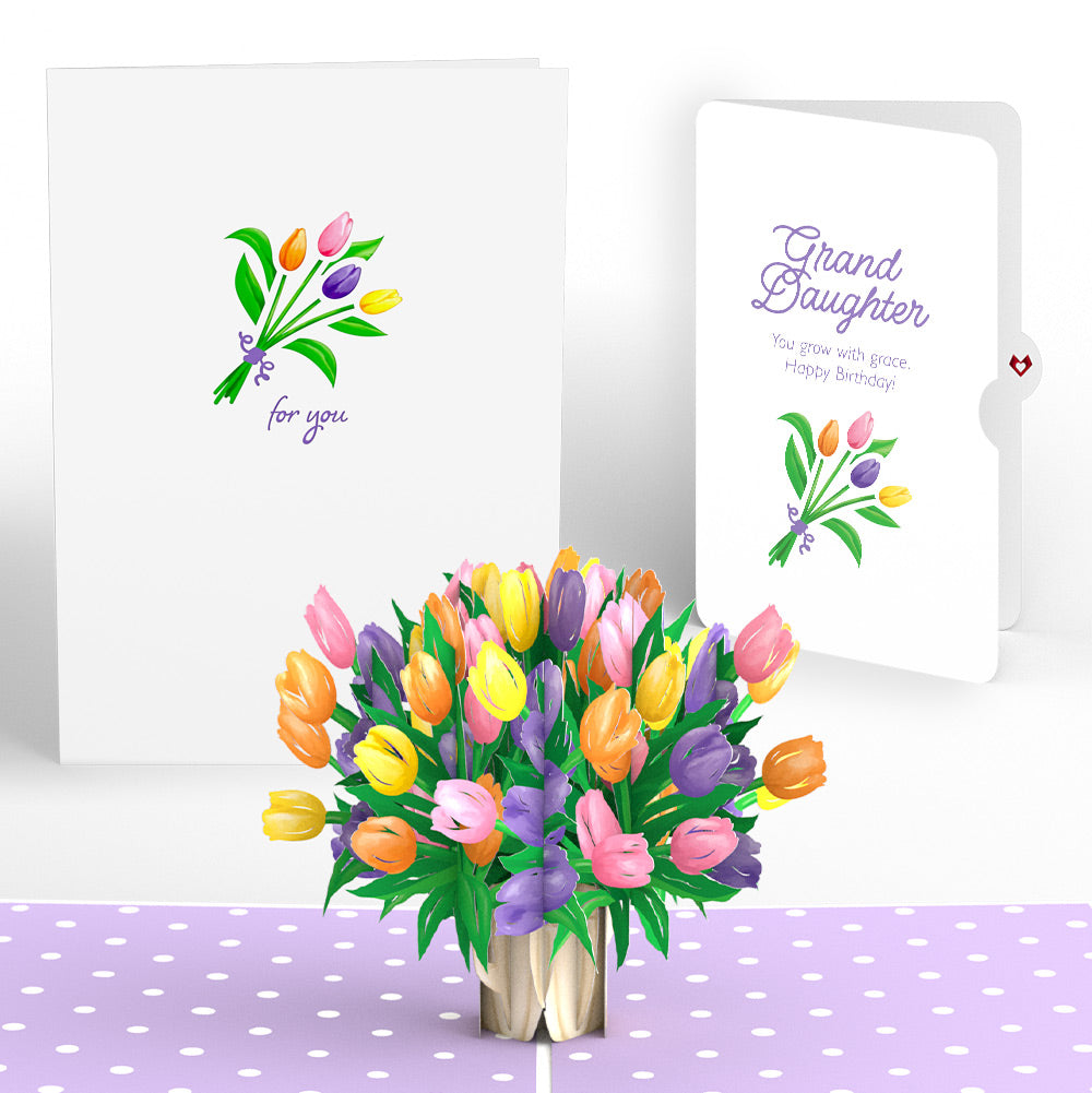 Tulips Birthday Pop-Up Card and Spring Tulips Sentiment Set for Granddaughter