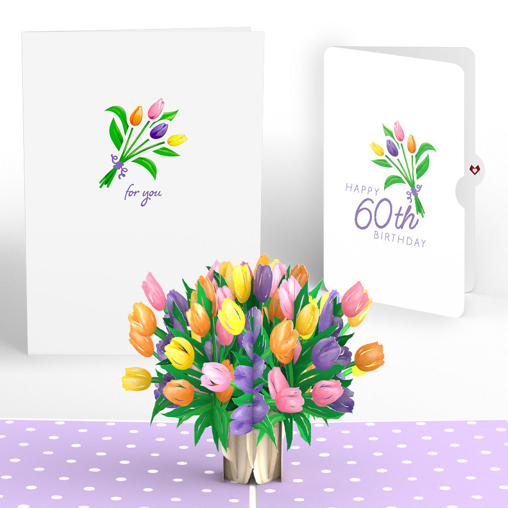 Tulips 60th Birthday Pop-Up Card and Spring Tulips Sentiment Set