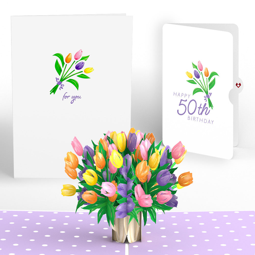 Tulips 50th Birthday Pop-Up Card and Spring Tulips Sentiment Set