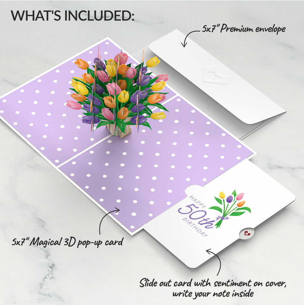 Tulips 50th Birthday Pop-Up Card and Spring Tulips Sentiment Set