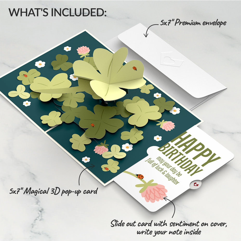 Shamrock Fields Birthday Pop-Up Card and Good Luck Bloom Sentiment Set