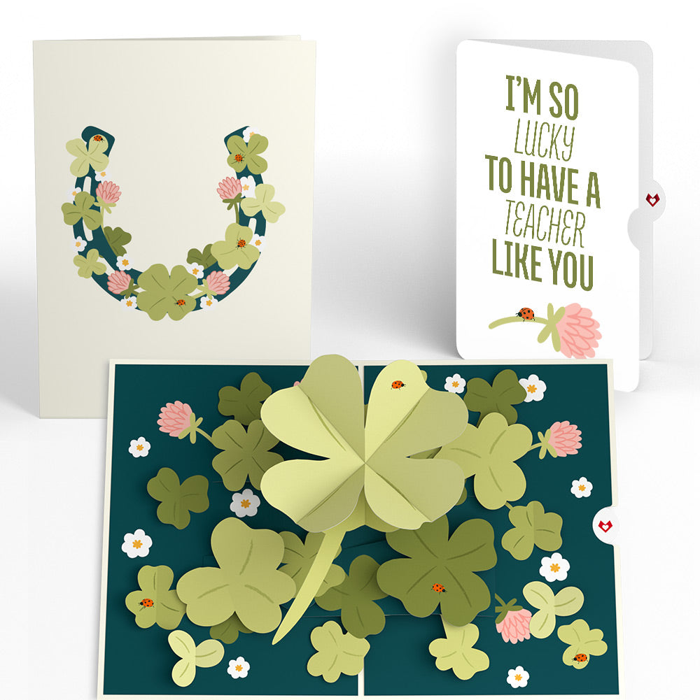 Shamrock Fields Appreciation Pop-Up Card and Sentiment Set for Teacher