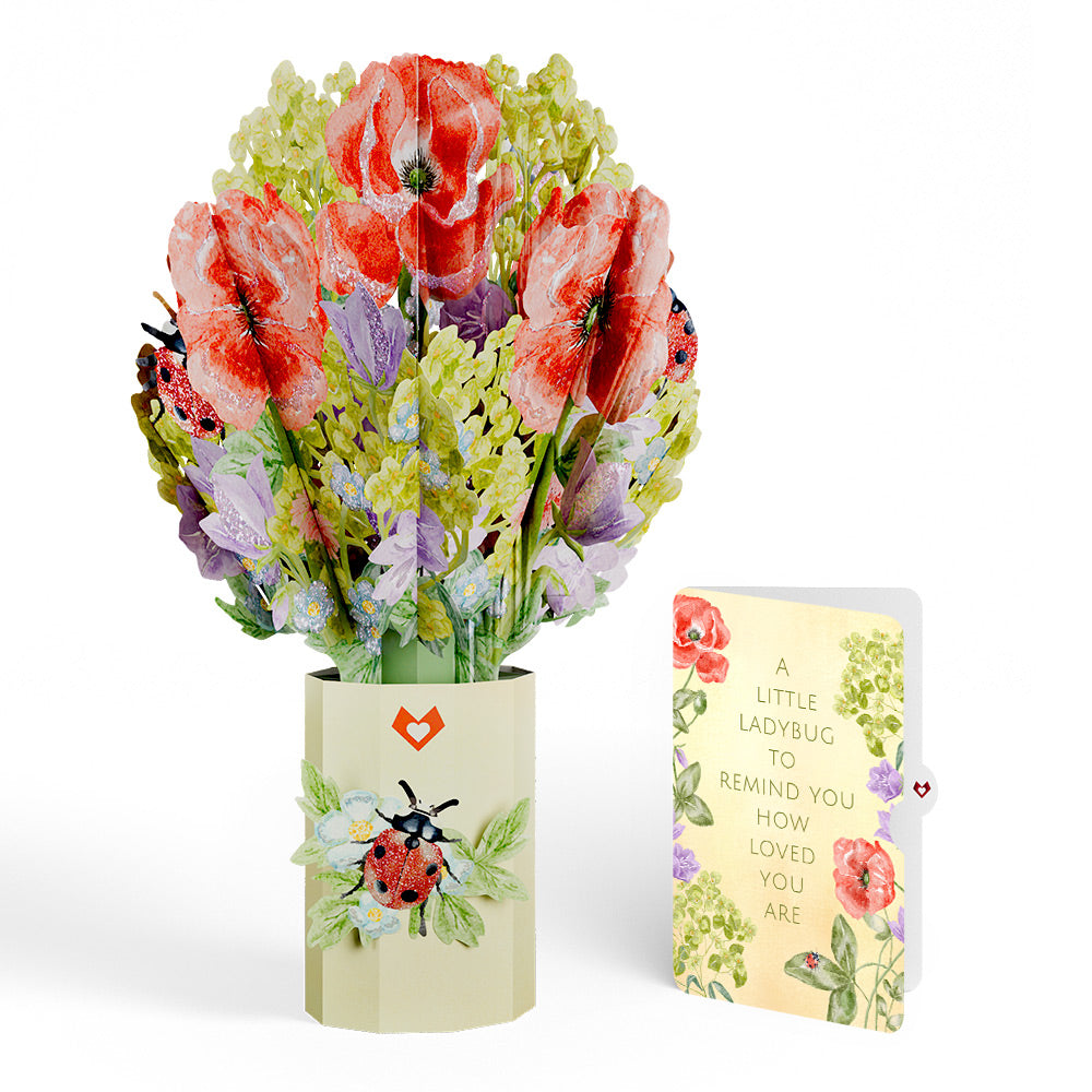 Lovely Ladybug Thinking of You Glitter Bouquet and Sentiment Set