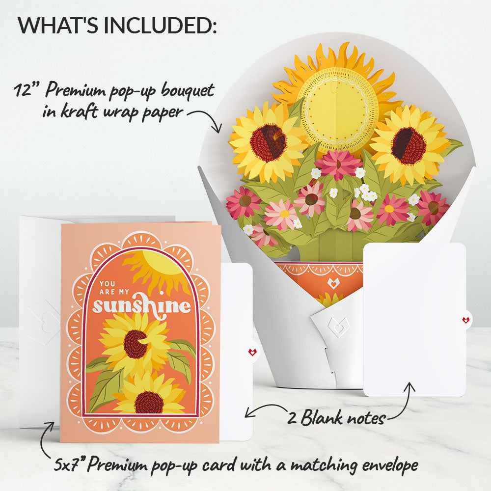 You Are My Sunshine Music and Lights Pop-Up Card & Bouquet Bundle