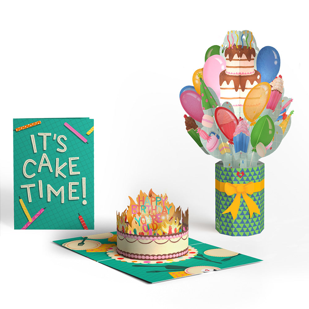 Too Many Candles Birthday Music and Lights Pop-Up Card & Bouquet Bundle