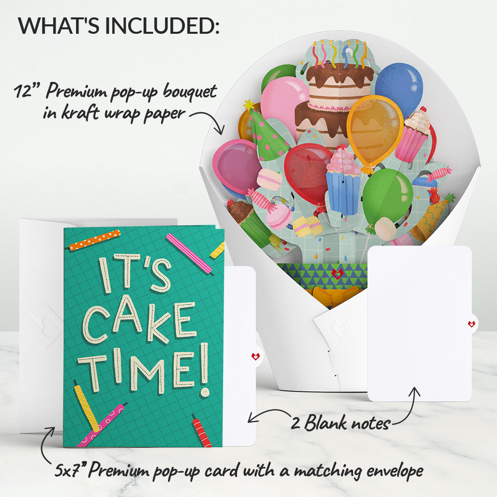Too Many Candles Birthday Music and Lights Pop-Up Card & Bouquet Bundle