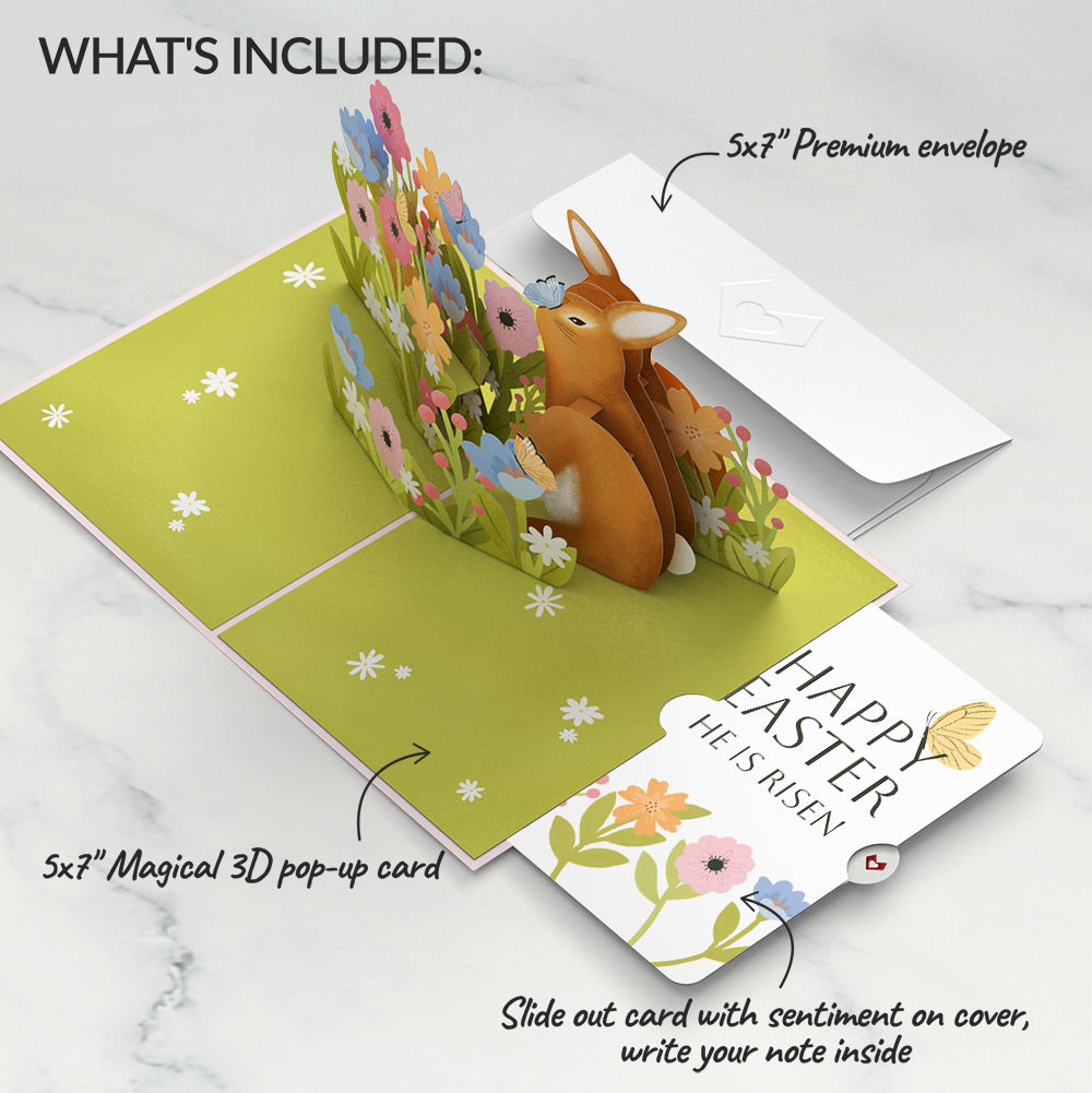 Happy Easter Bunny Amid the Blossoms Pop-Up Card and Spring Blossom Butterfly He Is Risen Sentiment Set