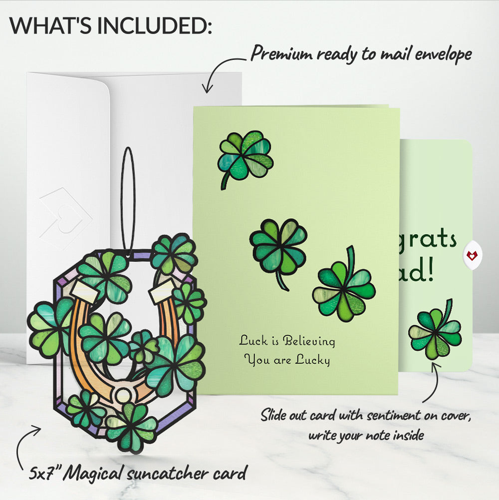 Lucky Shamrock Graduation Suncatcher Card and Lucky Clover Sentiment Set