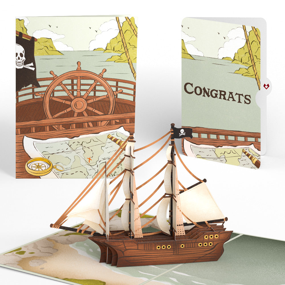 Pirate Ship Congratulation Pop-Up Card and Sentiment Set