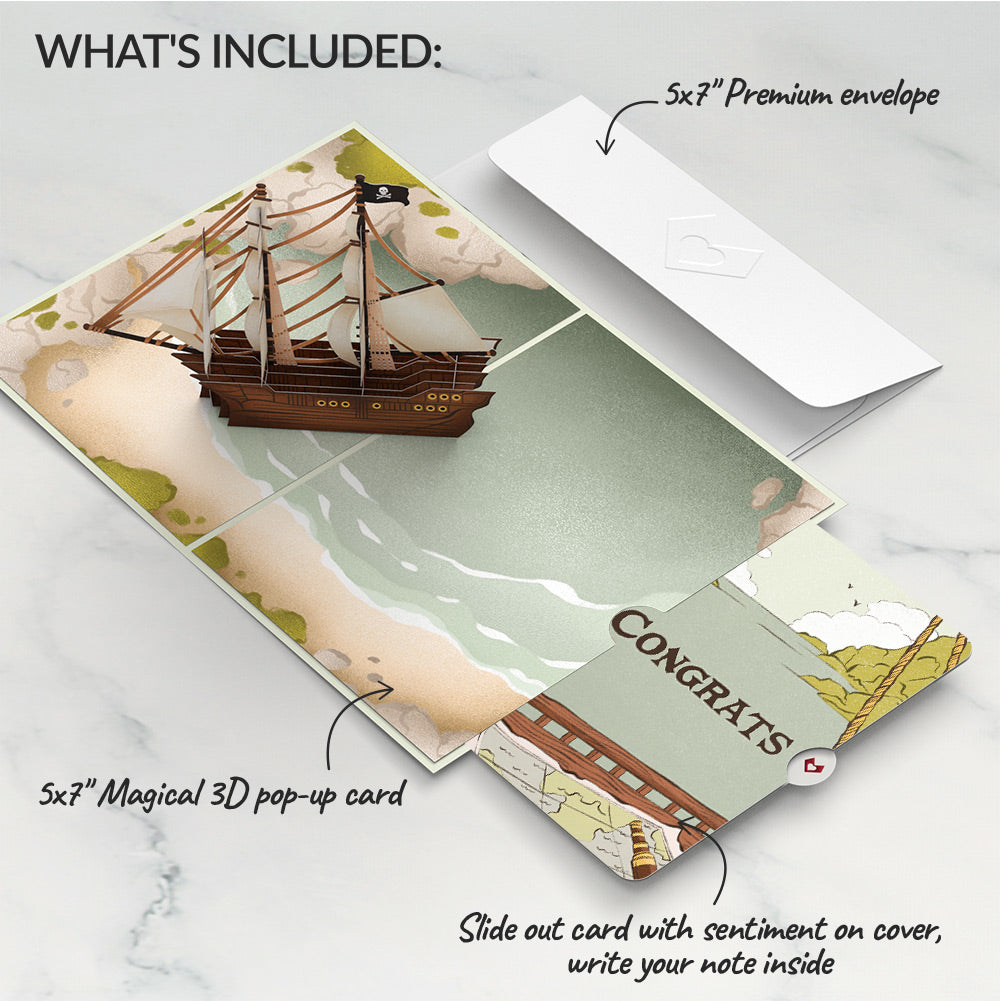 Pirate Ship Congratulation Pop-Up Card and Sentiment Set