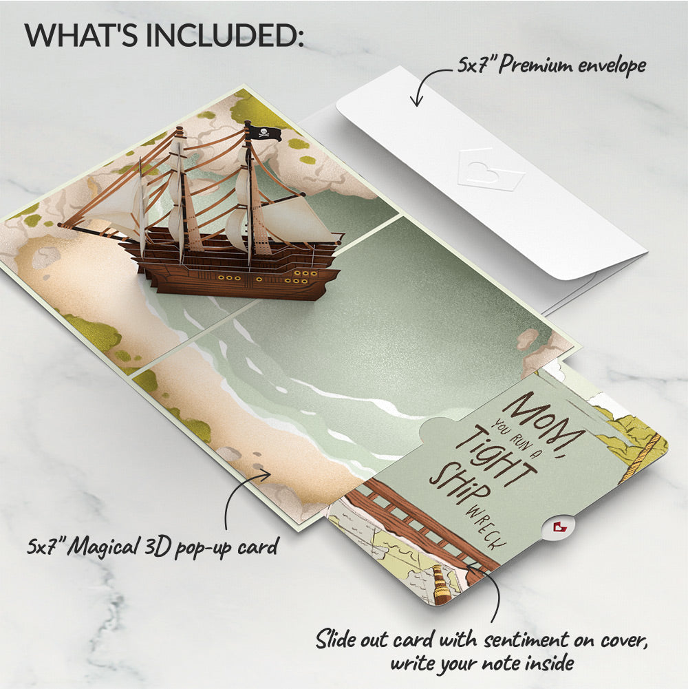 Pirate Ship Pop-Up Card and Sentiment Set for Mom