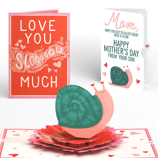 Love You Slow Much Snail Mother’s Day Pop-Up Card and Blushing Snail from Your Son Sentiment Set for Mom