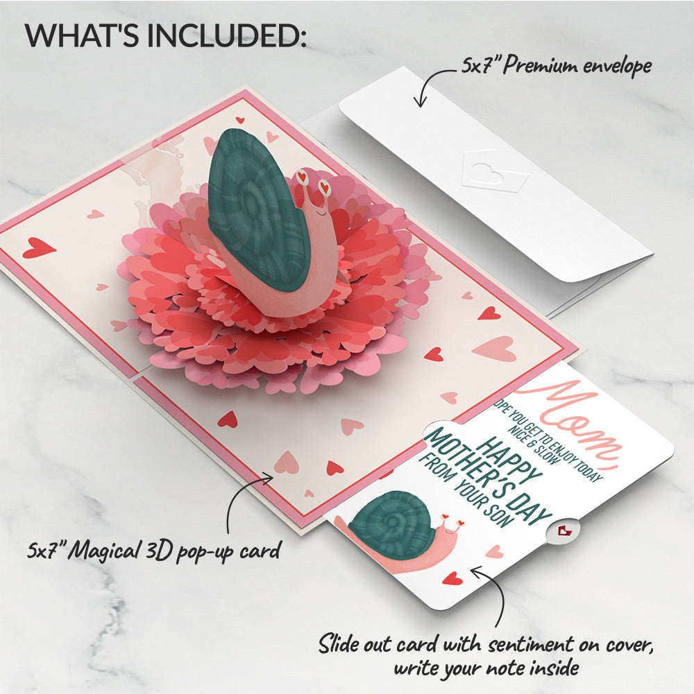 Love You Slow Much Snail Mother’s Day Pop-Up Card and Blushing Snail from Your Son Sentiment Set for Mom