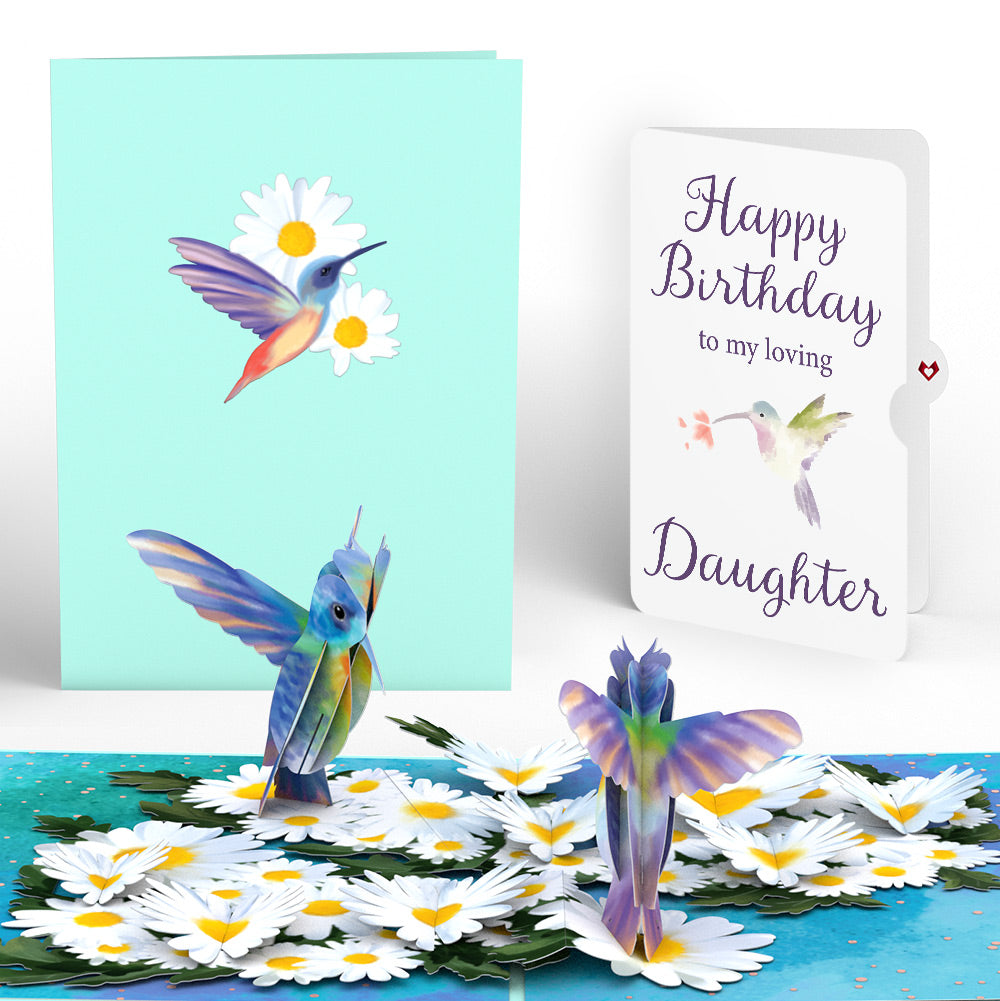 Daisy Patch Hummingbirds Birthday Pop-Up Card and Sentiment Set for Daughter