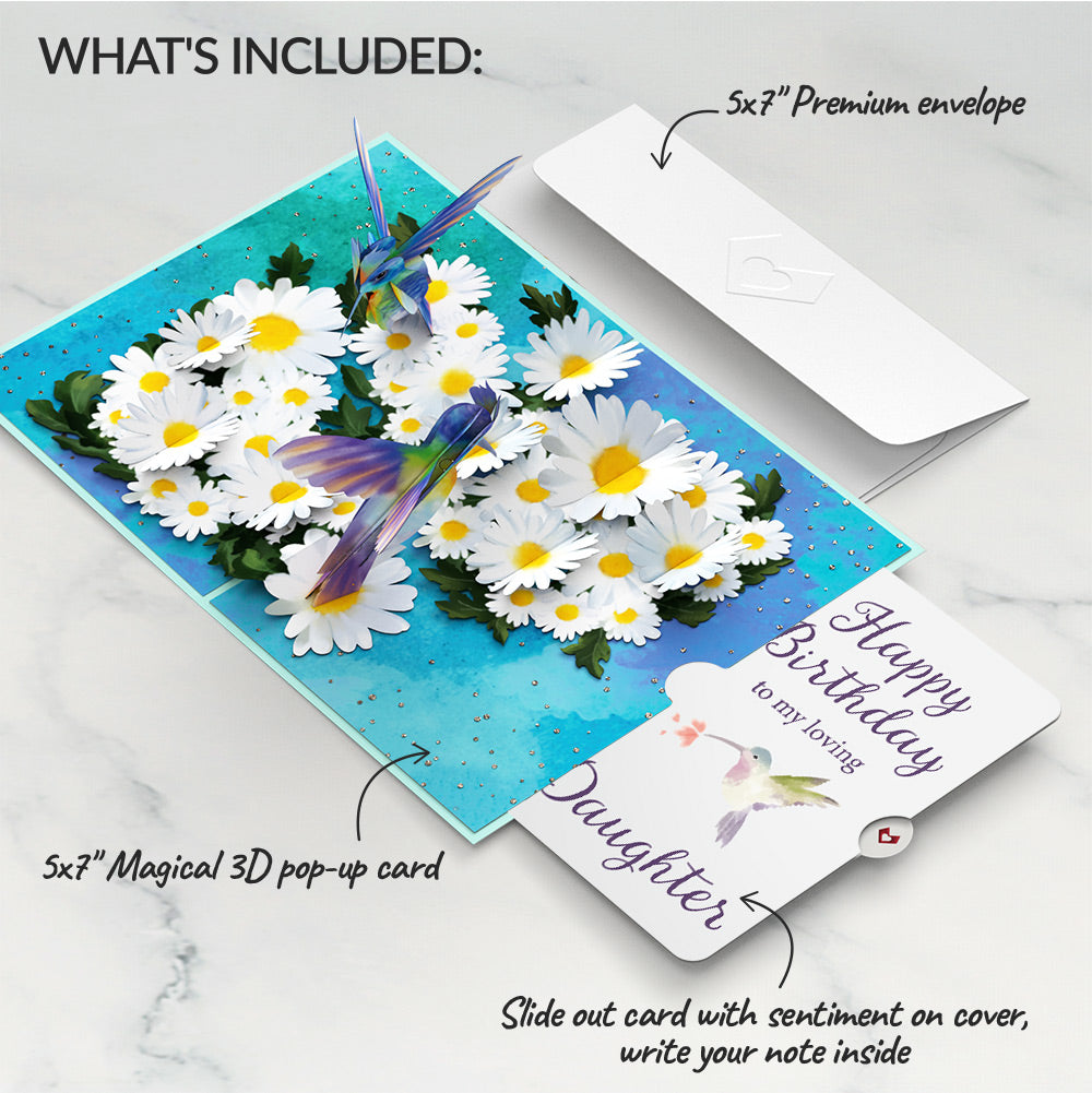 Daisy Patch Hummingbirds Birthday Pop-Up Card and Sentiment Set for Daughter