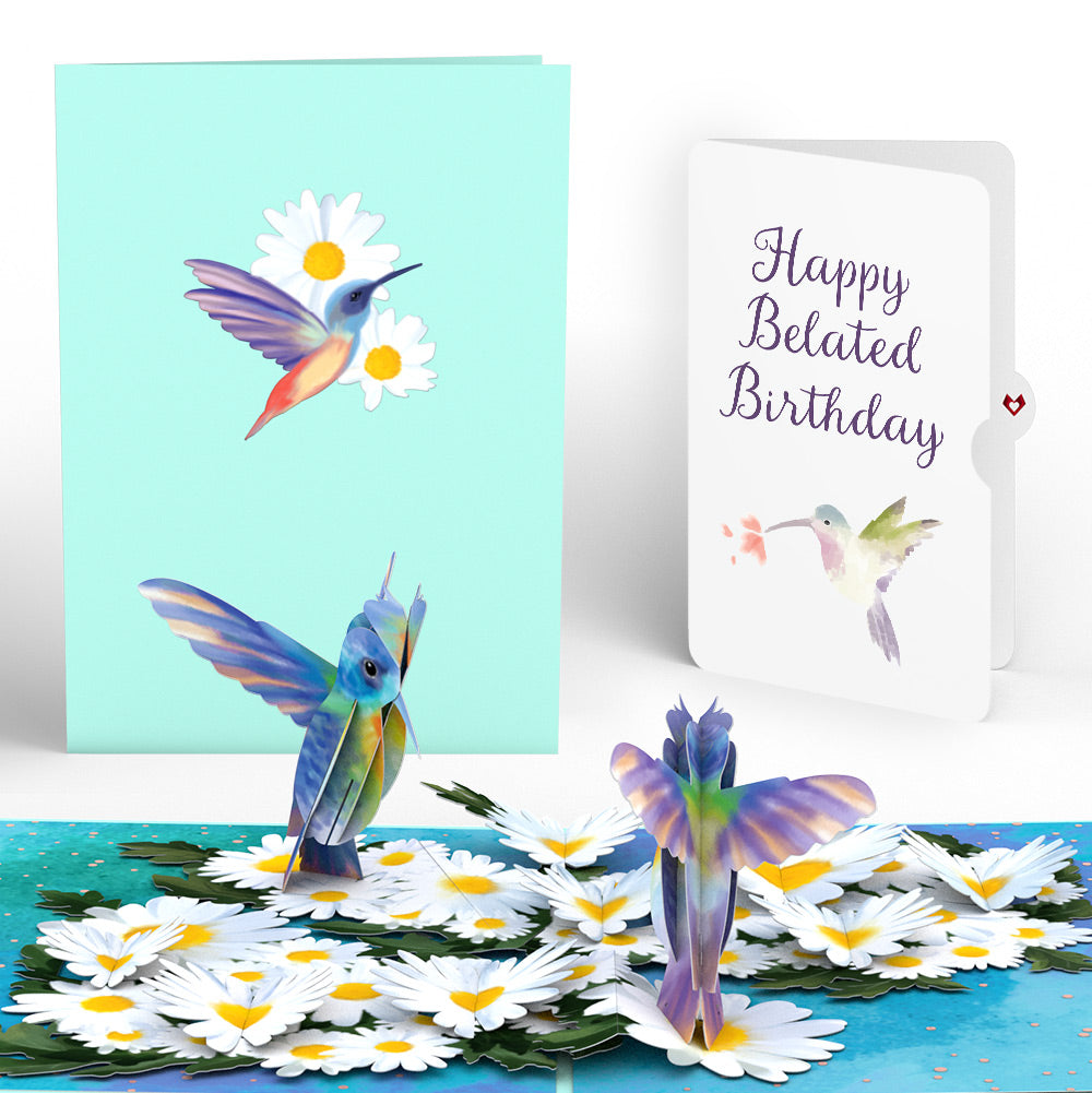 Daisy Patch Hummingbirds Belated Birthday Pop-Up Card and Sentiment Set