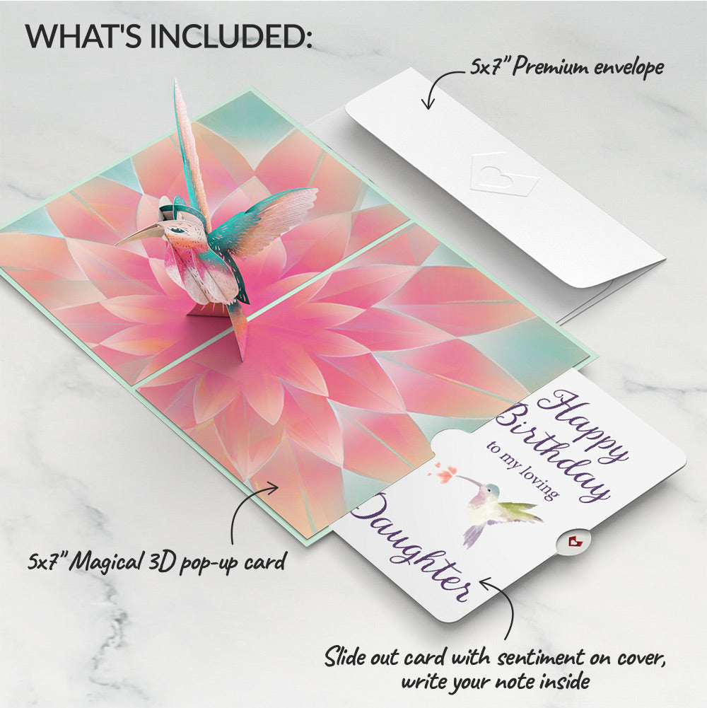 Lovely Hummingbird Birthday Pop-Up Card and Sentiment Set for Daughter