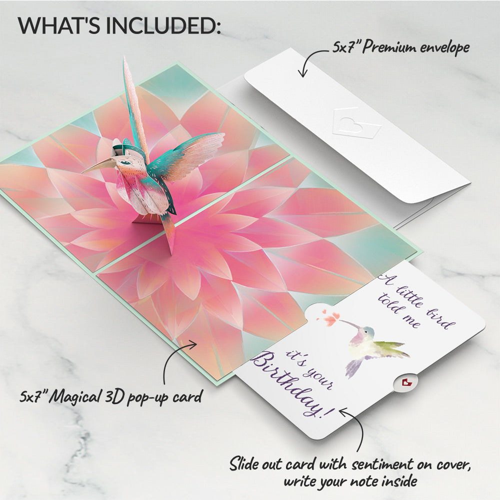 Lovely Hummingbird Birthday Pop-Up Card and A Little Hummingbird Kisses Sentiment Set
