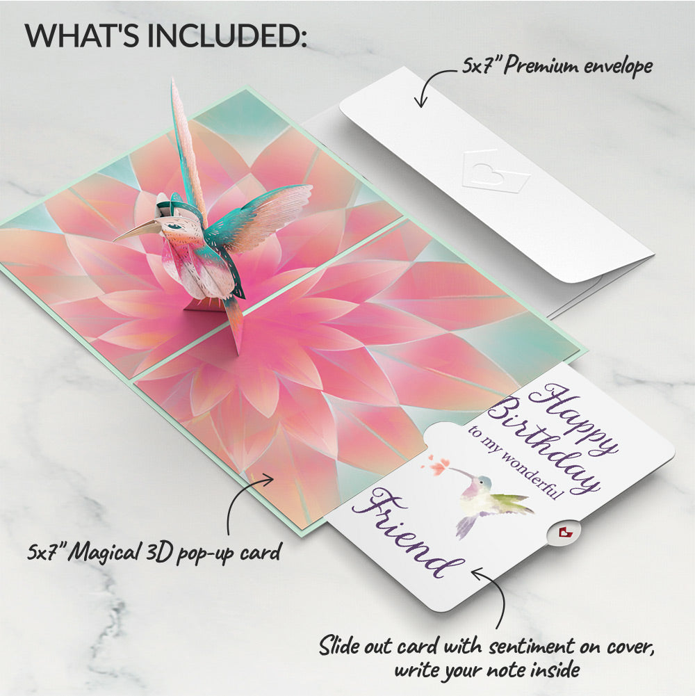 Lovely Hummingbird Birthday Pop-Up Card and Sentiment Set for Friend
