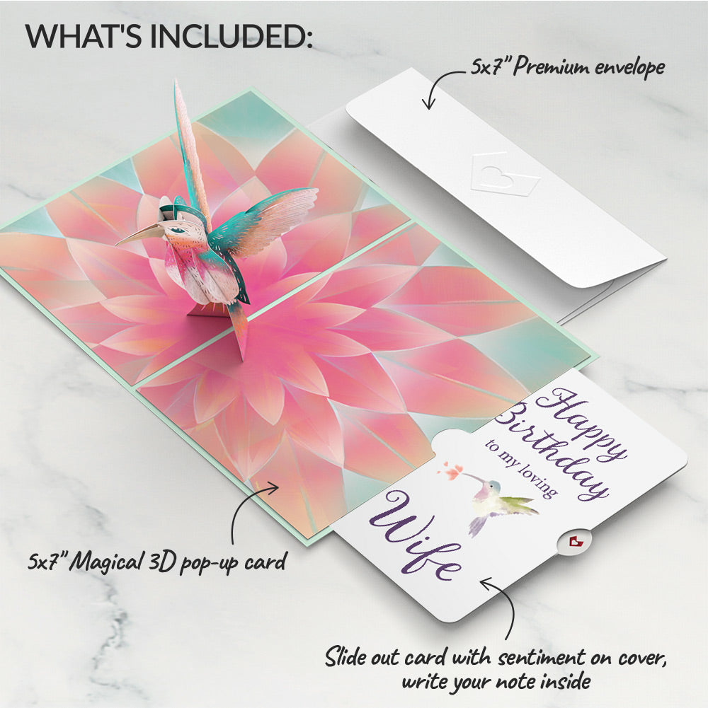 Lovely Hummingbird Birthday Pop-Up Card and Sentiment Set for Wife