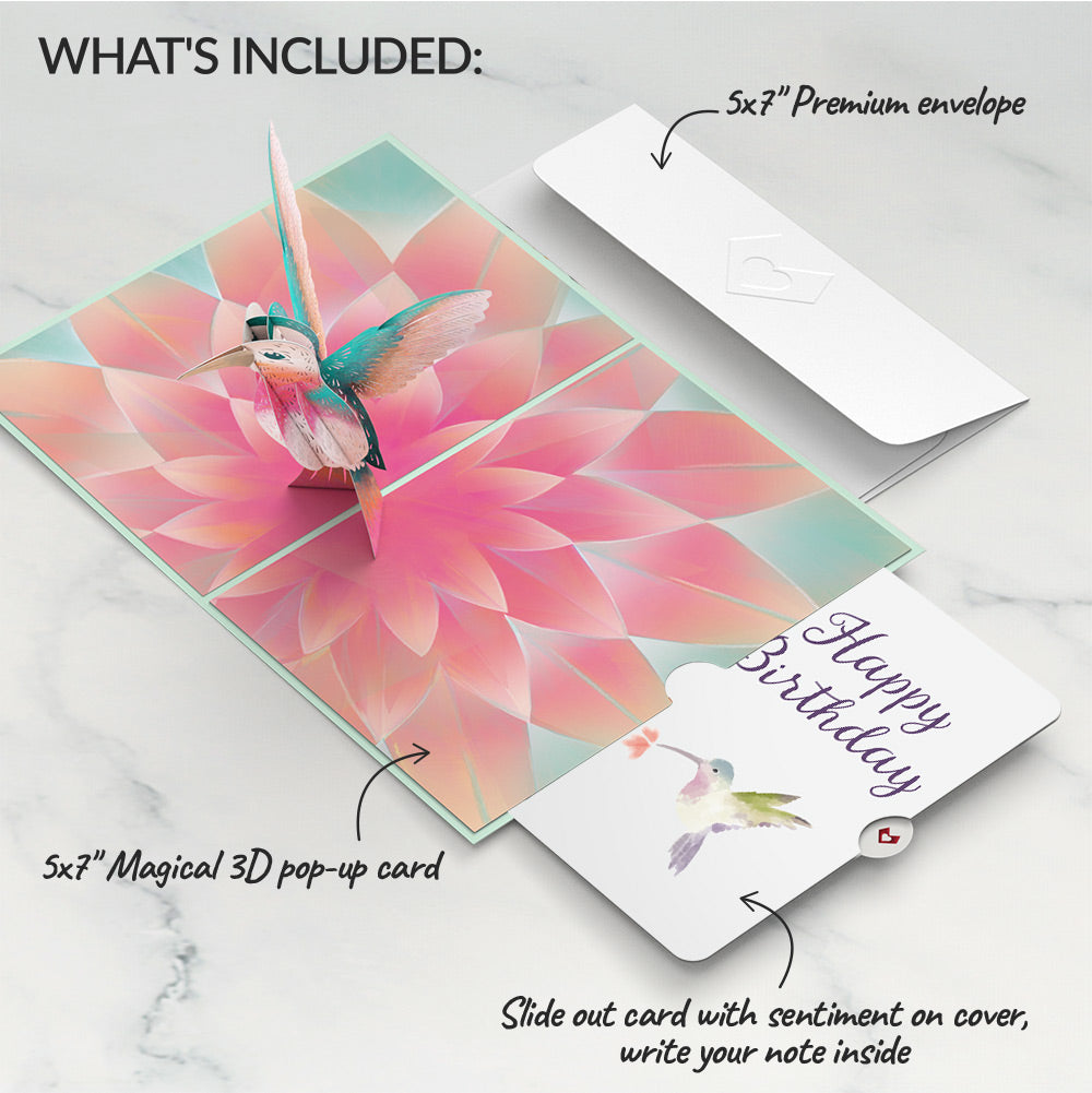 Lovely Hummingbird Birthday Pop-Up Card and Sentiment Set
