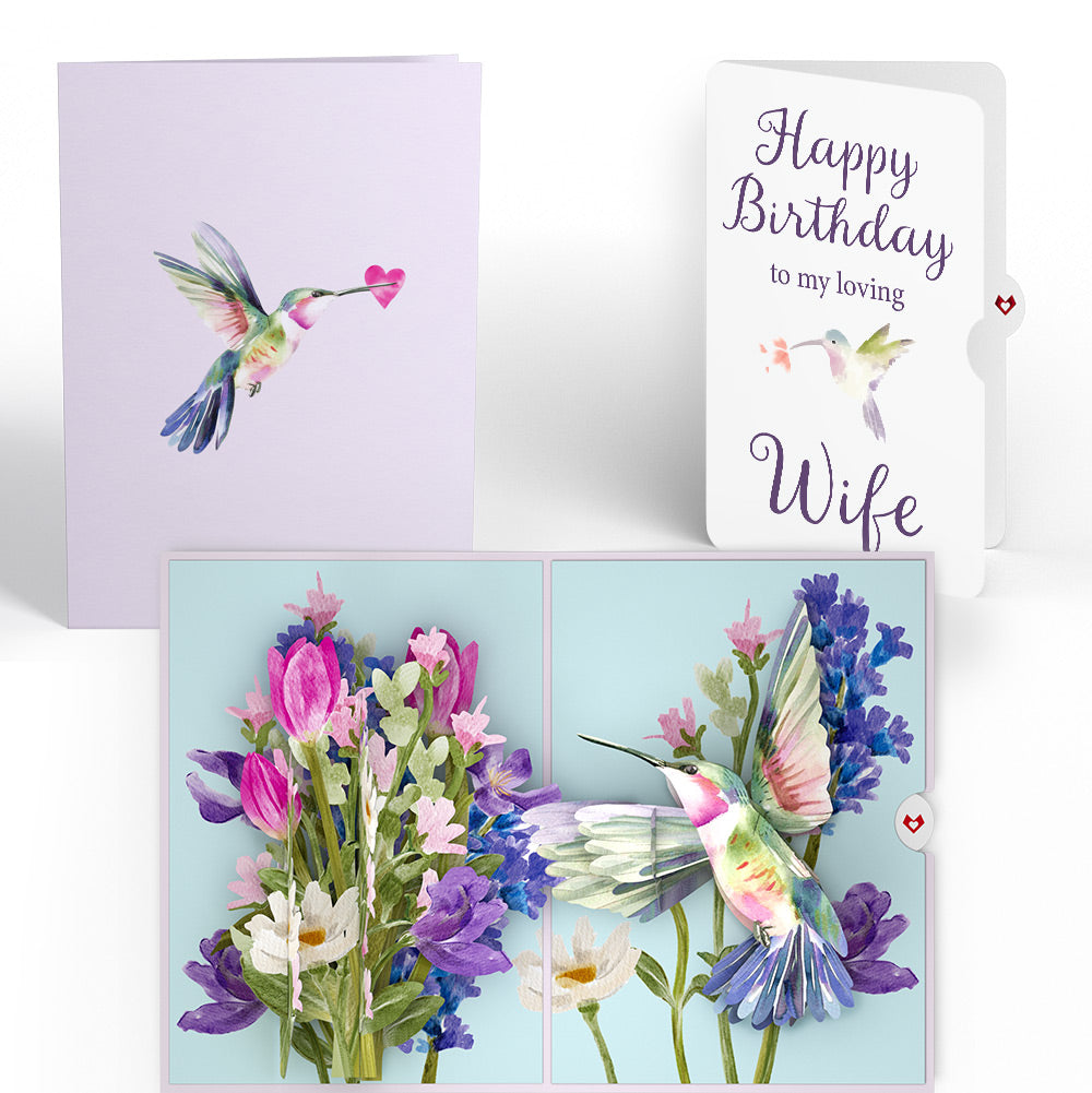 Love in Bloom Hummingbird Birthday Pop-Up Card and Sentiment Set for Wife
