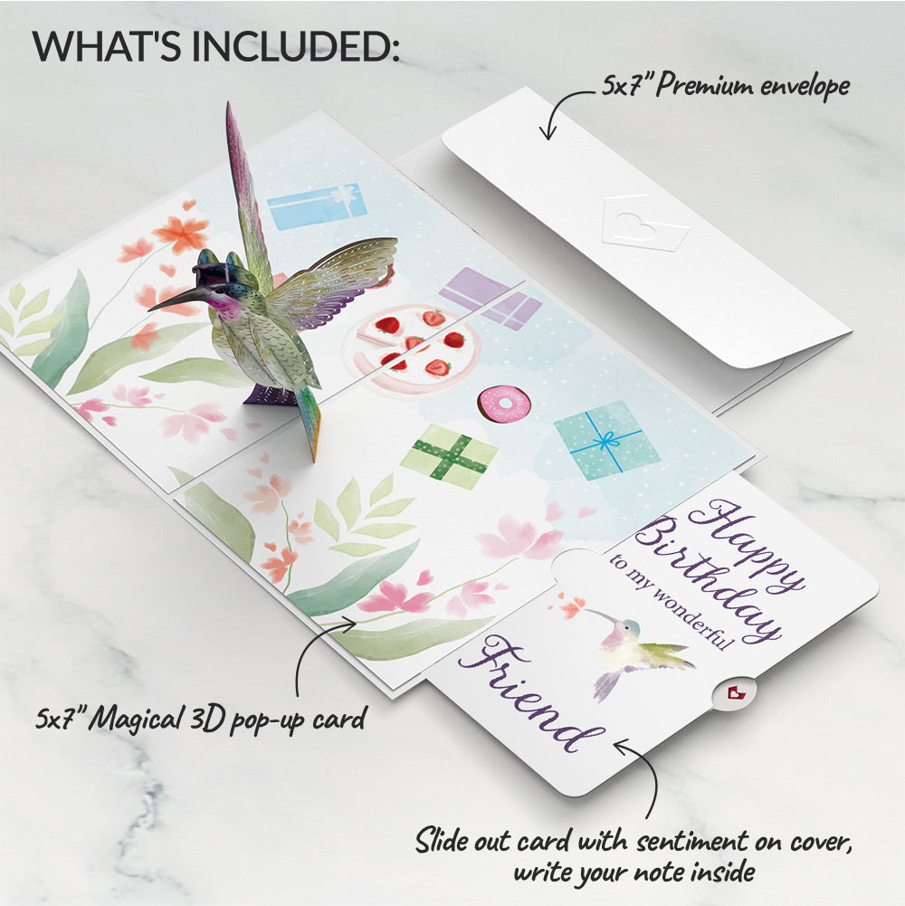Hummingbird Birthday Pop-Up Card and Sentiment Set for Friend