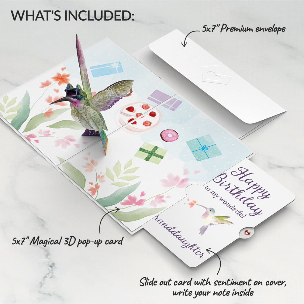 Hummingbird Birthday Pop-Up Card and Sentiment Set for Granddaughter