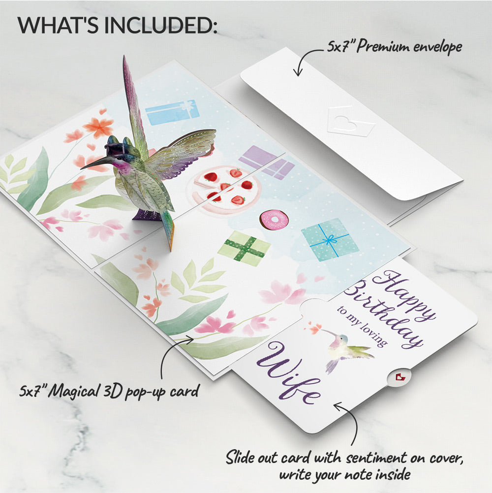 Hummingbird Birthday Pop-Up Card and Sentiment Set for Wife