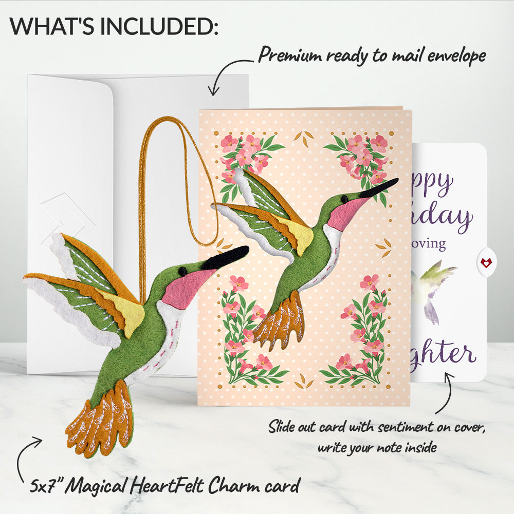 Serene Hummingbird Birthday HeartFelt Charm Card™ and Sentiment Set for Daughter