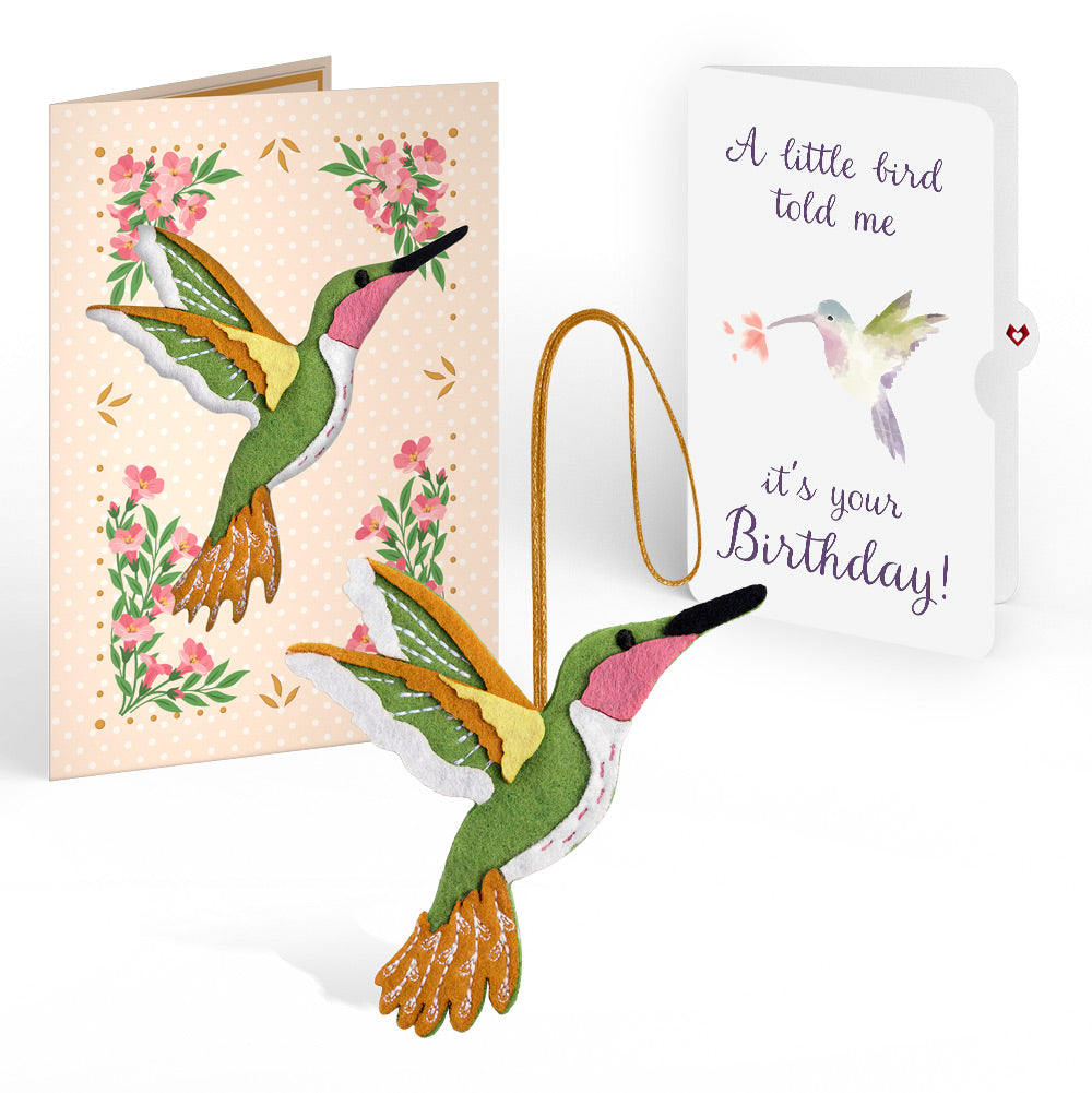 Serene Hummingbird Birthday HeartFelt Charm Card™ and A Little Hummingbird Kisses Sentiment Set