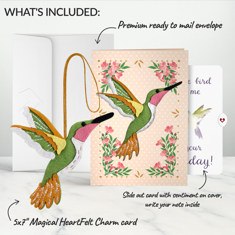 Serene Hummingbird Birthday HeartFelt Charm Card™ and A Little Hummingbird Kisses Sentiment Set