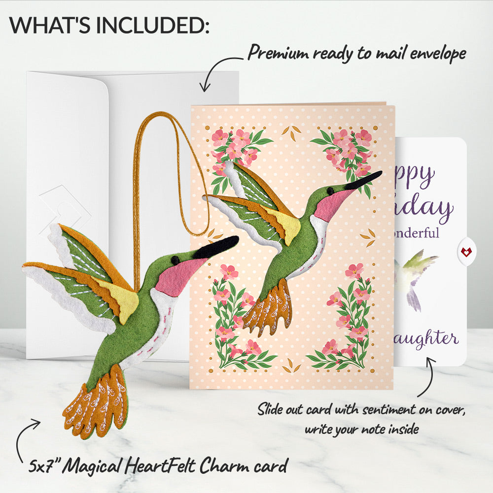 Serene Hummingbird Birthday HeartFelt Charm Card™ and Sentiment Set for Granddaughter