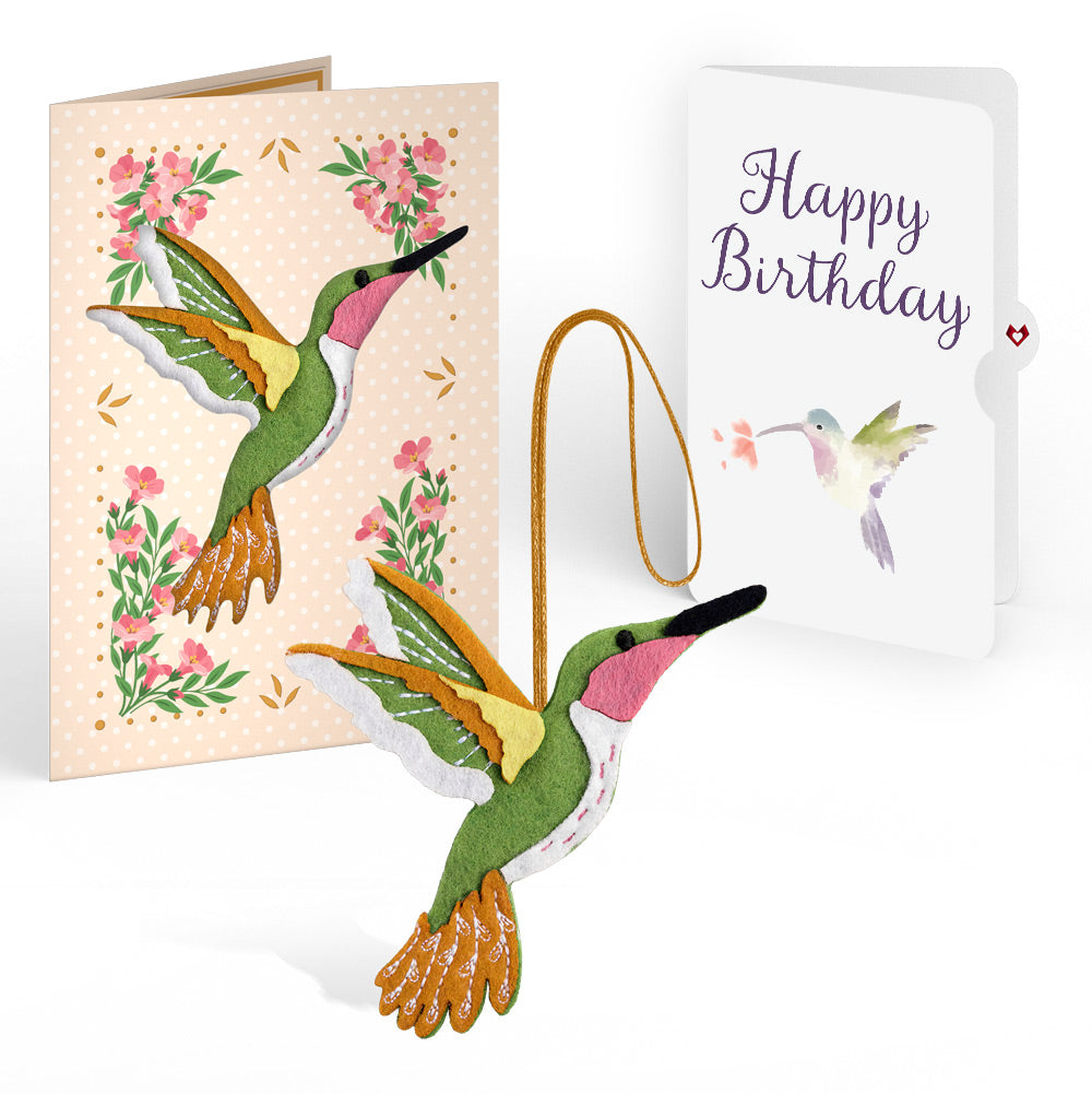 Serene Hummingbird Birthday HeartFelt Charm Card™ and Sentiment Set