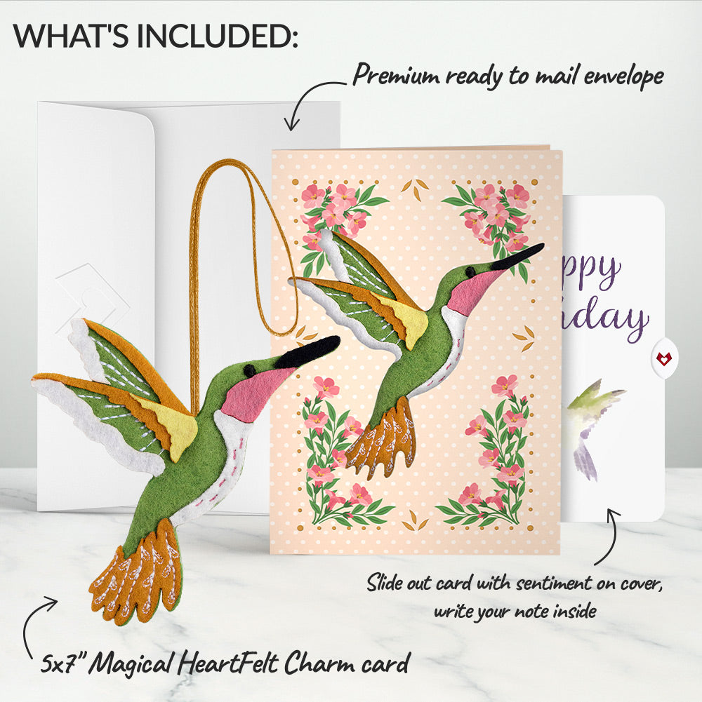 Serene Hummingbird Birthday HeartFelt Charm Card™ and Sentiment Set