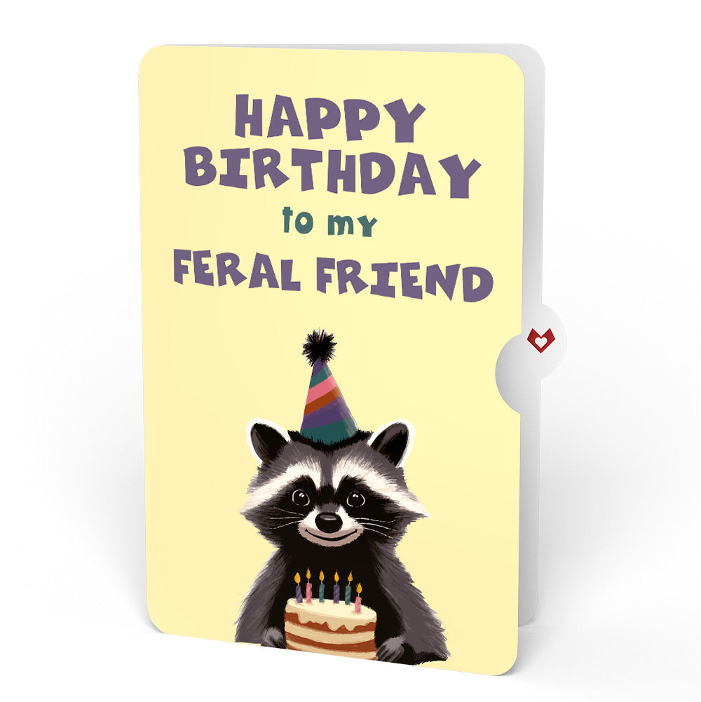 Go Feral Raccoon Birthday Pop-Up Card and Sentiment Set for Friend