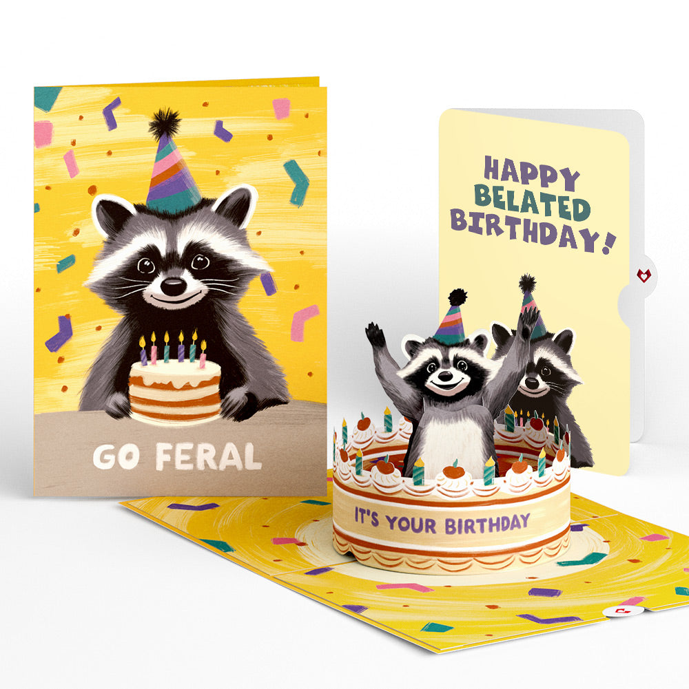 Go Feral Raccoon Belated Birthday Pop-Up Card and Sentiment Set